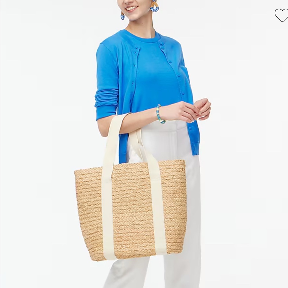 Raffia straw structured tote bag